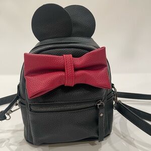 Black Mini Backpack with Red Bow